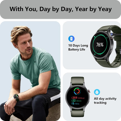 Smart Watch for Women, Answer/Make Call, 1.32'' AMOLED Ultra-Clear Screen Fitness Tracker with Heart Rate/Sleep/SpO2 Monitor, Smartwatch for iPhone/Samsung/Android, 110+ Sport Modes, 3ATM Waterproof