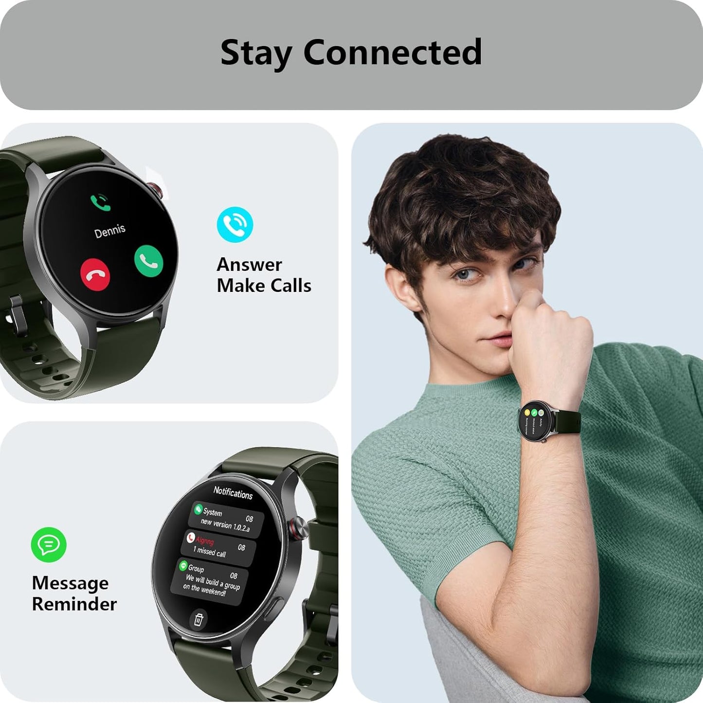 Smart Watch for Women, Answer/Make Call, 1.32'' AMOLED Ultra-Clear Screen Fitness Tracker with Heart Rate/Sleep/SpO2 Monitor, Smartwatch for iPhone/Samsung/Android, 110+ Sport Modes, 3ATM Waterproof