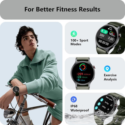 Smart Watch for Women, Answer/Make Call, 1.32'' AMOLED Ultra-Clear Screen Fitness Tracker with Heart Rate/Sleep/SpO2 Monitor, Smartwatch for iPhone/Samsung/Android, 110+ Sport Modes, 3ATM Waterproof