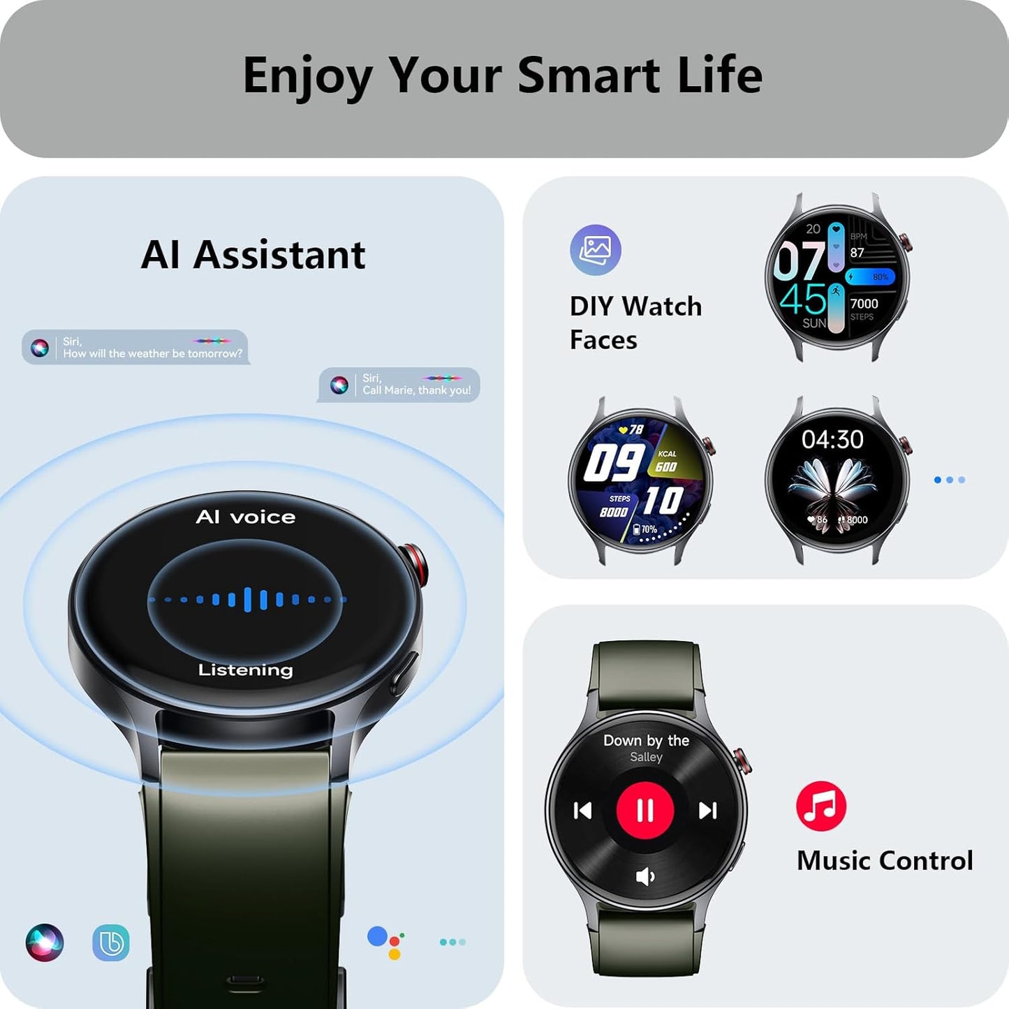 Smart Watch for Women, Answer/Make Call, 1.32'' AMOLED Ultra-Clear Screen Fitness Tracker with Heart Rate/Sleep/SpO2 Monitor, Smartwatch for iPhone/Samsung/Android, 110+ Sport Modes, 3ATM Waterproof