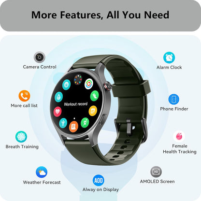 Smart Watch for Women, Answer/Make Call, 1.32'' AMOLED Ultra-Clear Screen Fitness Tracker with Heart Rate/Sleep/SpO2 Monitor, Smartwatch for iPhone/Samsung/Android, 110+ Sport Modes, 3ATM Waterproof