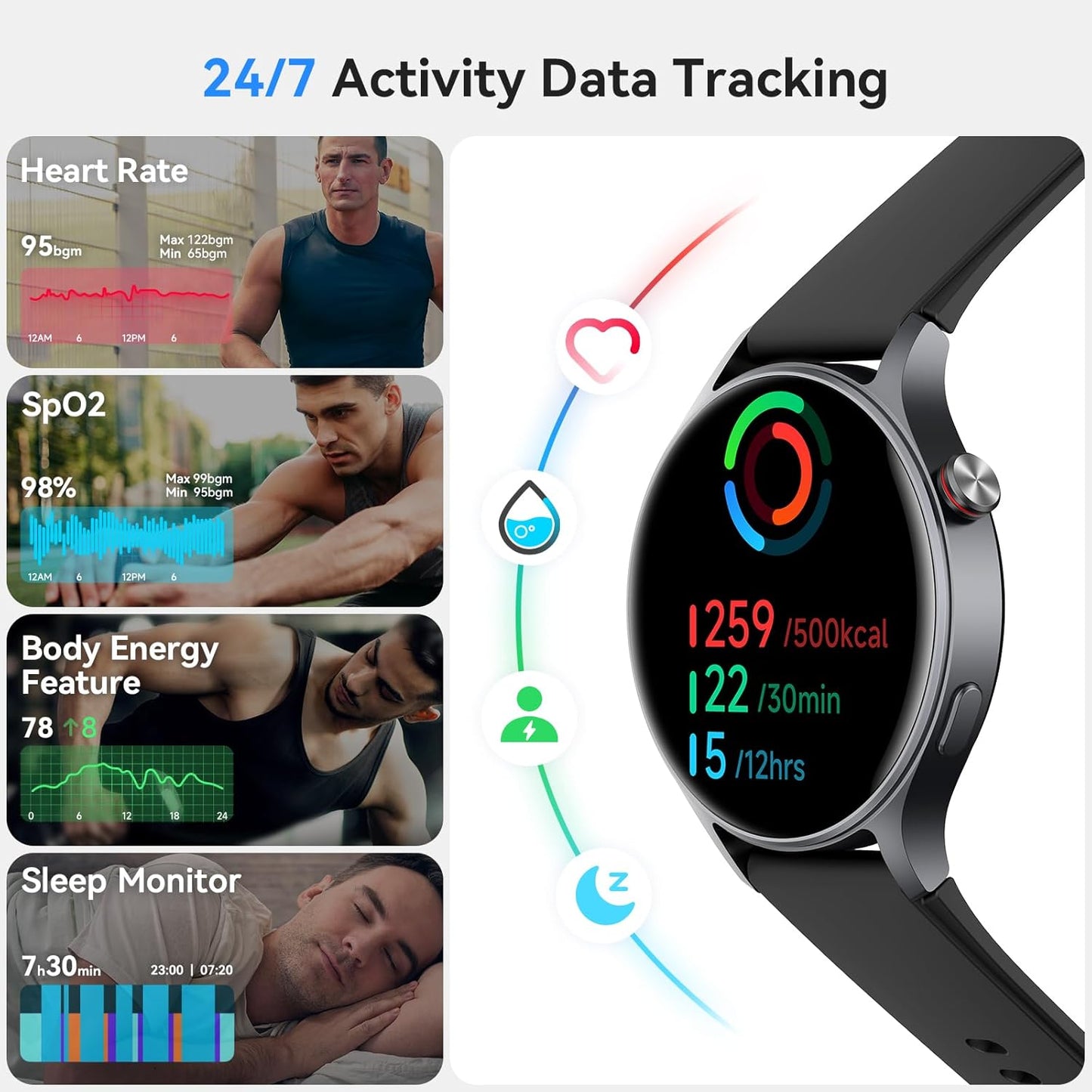 Smart Watch for Women, Answer/Make Call, 1.32'' AMOLED Ultra-Clear Screen Fitness Tracker with Heart Rate/Sleep/SpO2 Monitor, Smartwatch for iPhone/Samsung/Android, 110+ Sport Modes, 3ATM Waterproof