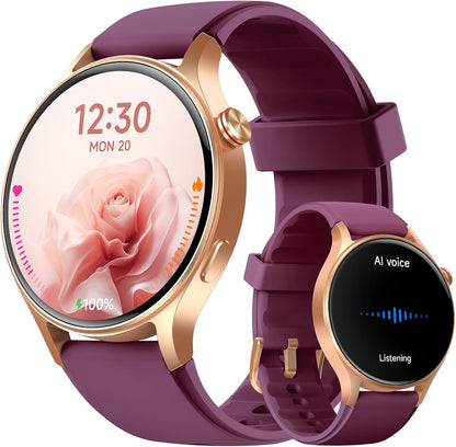 Smart Watch for Women, Answer/Make Call, 1.32'' AMOLED Ultra-Clear Screen Fitness Tracker with Heart Rate/Sleep/SpO2 Monitor, Smartwatch for iPhone/Samsung/Android, 110+ Sport Modes, 3ATM Waterproof