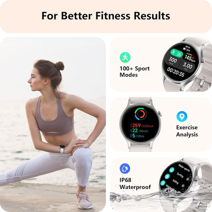 Smart Watch for Women, Answer/Make Call, 1.32'' AMOLED Ultra-Clear Screen Fitness Tracker with Heart Rate/Sleep/SpO2 Monitor, Smartwatch for iPhone/Samsung/Android, 110+ Sport Modes, 3ATM Waterproof