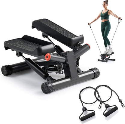 Twist Steppers with Resistance Bands, Compact Mini Stair Step Machines for Low-Impact Home Cardio Workouts