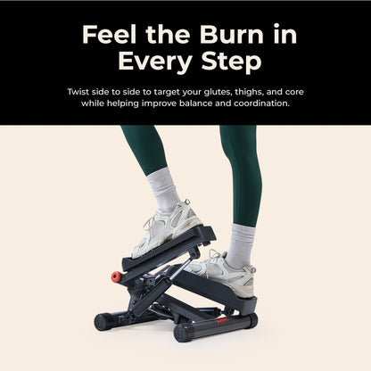 Twist Steppers with Resistance Bands, Compact Mini Stair Step Machines for Low-Impact Home Cardio Workouts