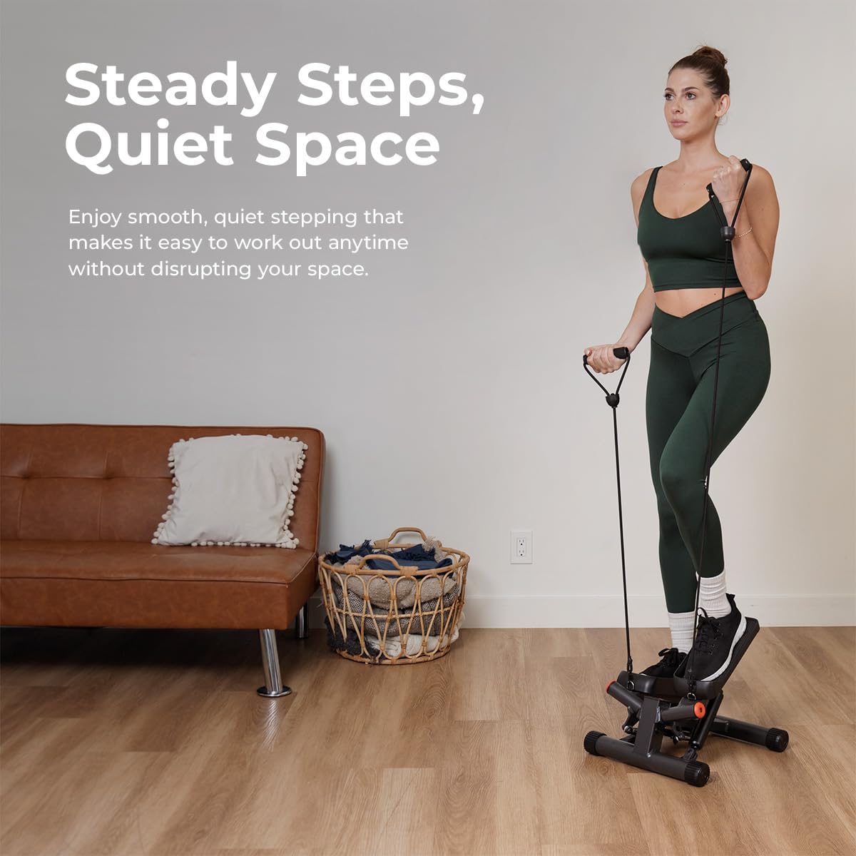 Twist Steppers with Resistance Bands, Compact Mini Stair Step Machines for Low-Impact Home Cardio Workouts