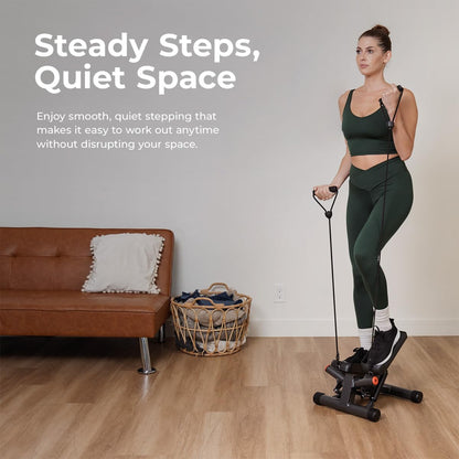 Twist Steppers with Resistance Bands, Compact Mini Stair Step Machines for Low-Impact Home Cardio Workouts