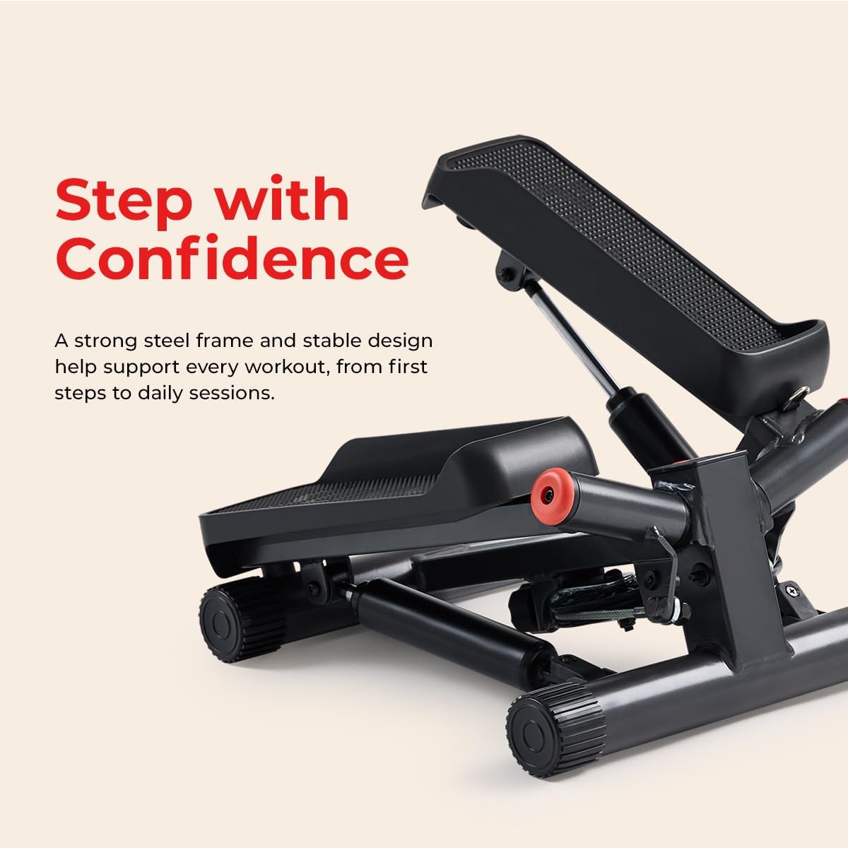 Twist Steppers with Resistance Bands, Compact Mini Stair Step Machines for Low-Impact Home Cardio Workouts