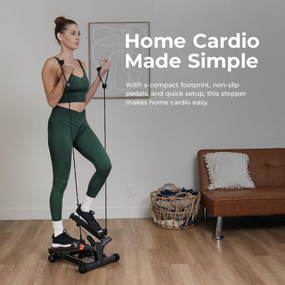 Twist Steppers with Resistance Bands, Compact Mini Stair Step Machines for Low-Impact Home Cardio Workouts