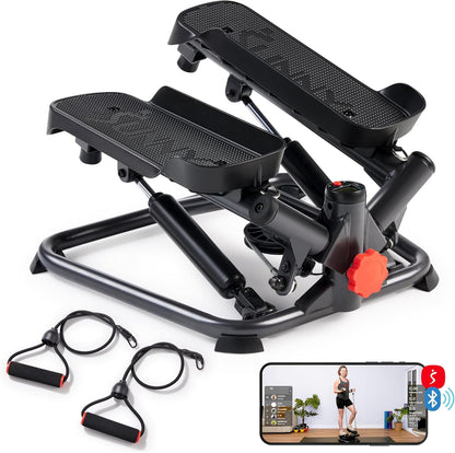 Twist Steppers with Resistance Bands, Compact Mini Stair Step Machines for Low-Impact Home Cardio Workouts