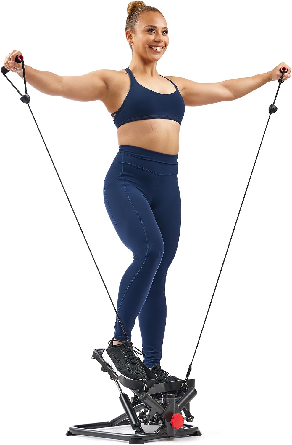 Twist Steppers with Resistance Bands, Compact Mini Stair Step Machines for Low-Impact Home Cardio Workouts