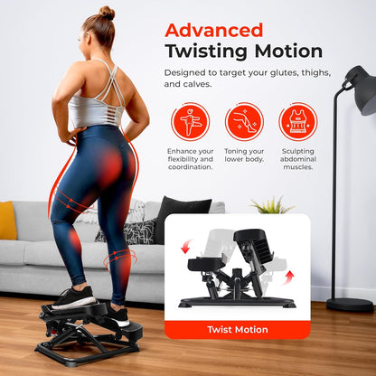 Twist Steppers with Resistance Bands, Compact Mini Stair Step Machines for Low-Impact Home Cardio Workouts