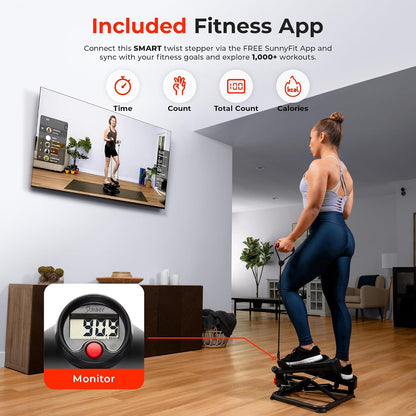 Twist Steppers with Resistance Bands, Compact Mini Stair Step Machines for Low-Impact Home Cardio Workouts