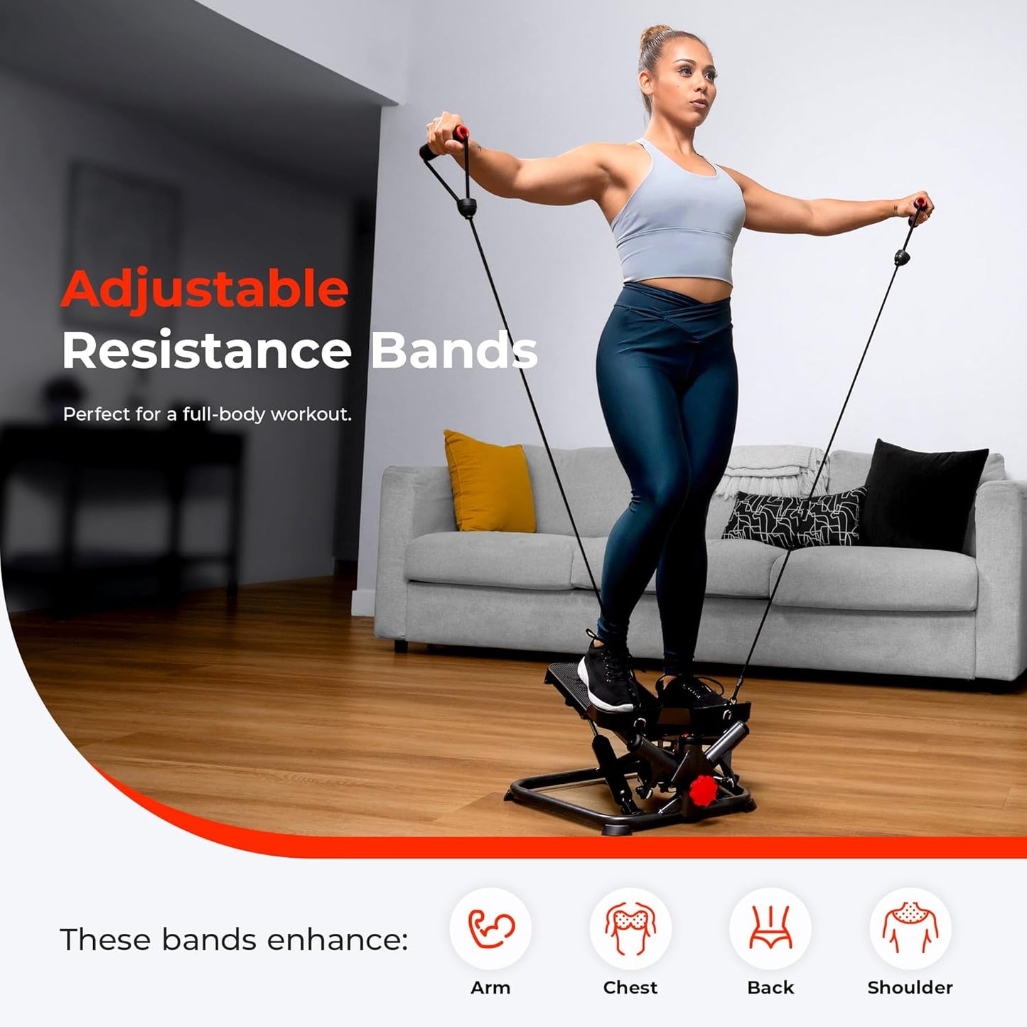 Twist Steppers with Resistance Bands, Compact Mini Stair Step Machines for Low-Impact Home Cardio Workouts