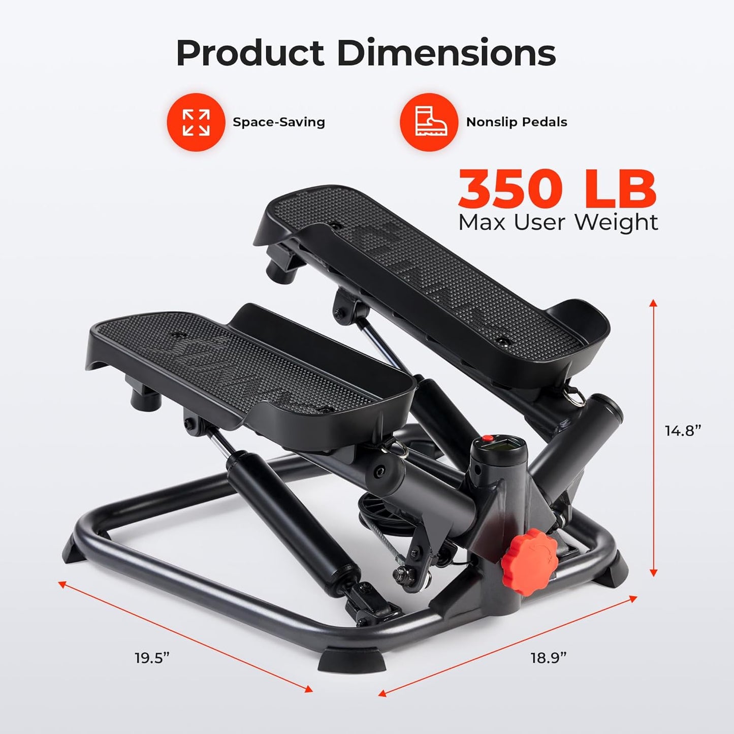 Twist Steppers with Resistance Bands, Compact Mini Stair Step Machines for Low-Impact Home Cardio Workouts