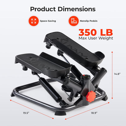 Twist Steppers with Resistance Bands, Compact Mini Stair Step Machines for Low-Impact Home Cardio Workouts