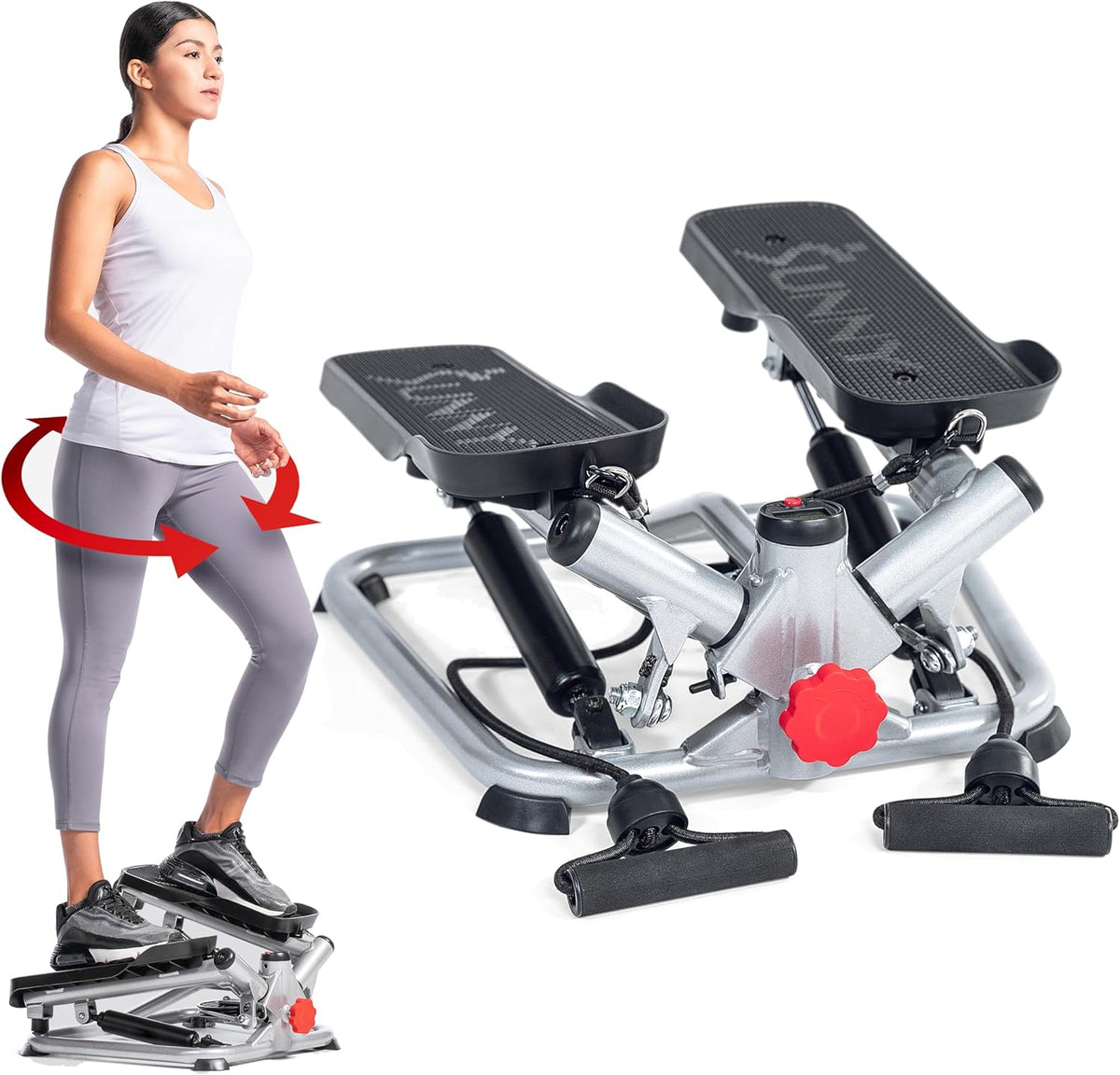 Twist Steppers with Resistance Bands, Compact Mini Stair Step Machines for Low-Impact Home Cardio Workouts