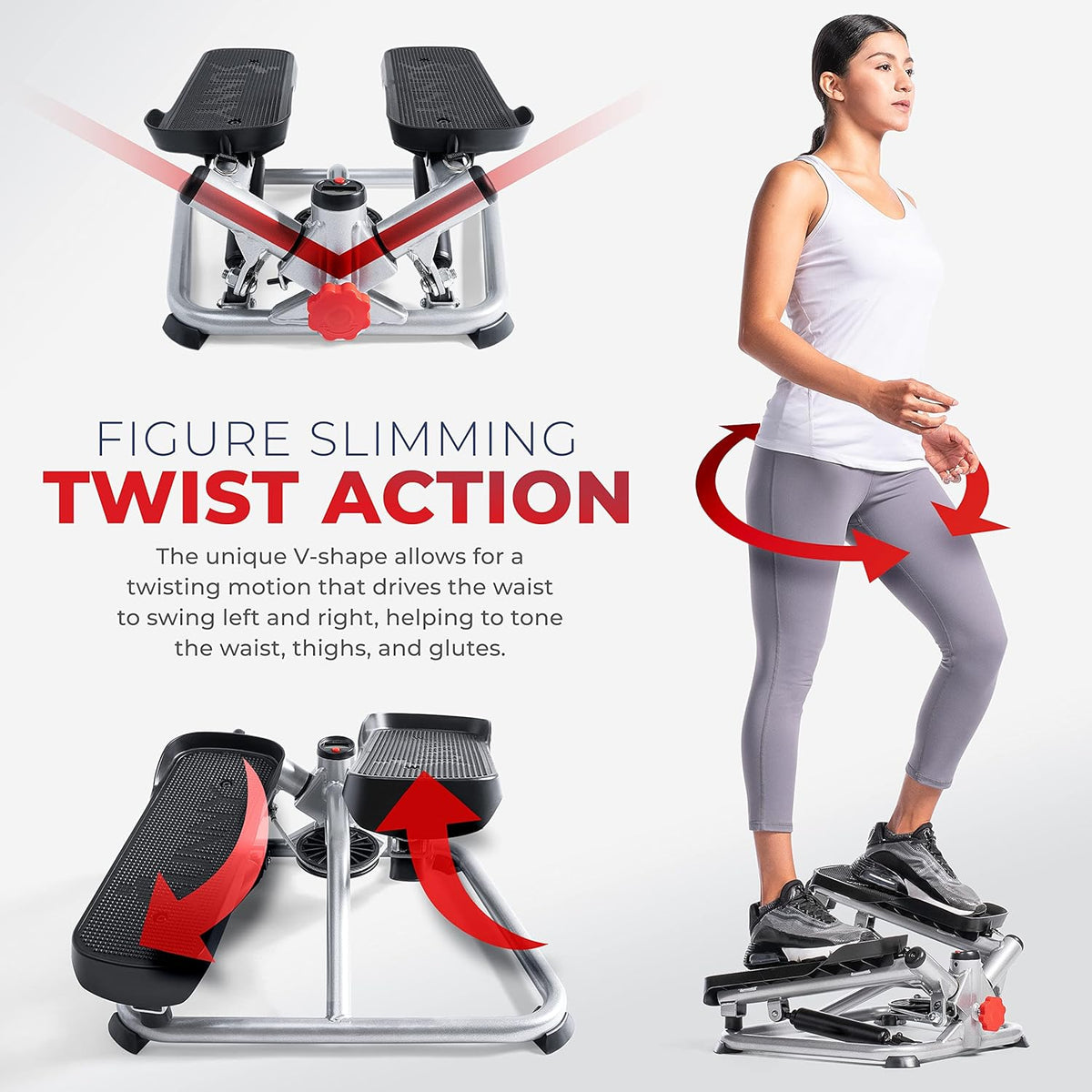 Twist Steppers with Resistance Bands, Compact Mini Stair Step Machines for Low-Impact Home Cardio Workouts
