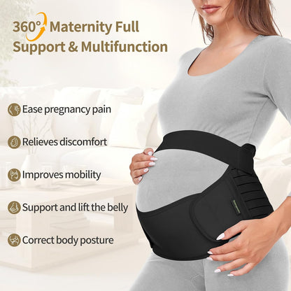 Maternity Belt, Pregnancy 3 in 1 Support Belt for Back/Pelvic/Hip Pain, Maternity Band Belly Support for Pregnancy Belly Support Band (L: Fit Ab 39.5"-51.3", Beige)