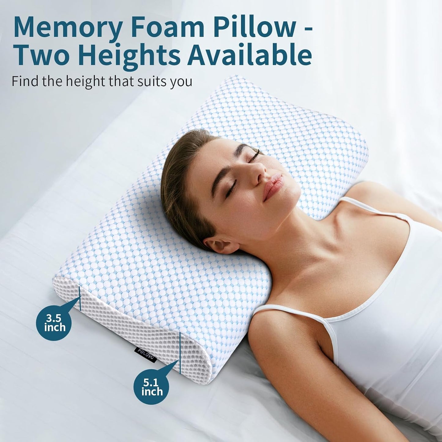 Memory Foam Pillows Neck Pillow Bed Pillow for Sleeping, Ergonomic Cervical Pillow for Neck and Shoulder Pain Relief,Orthopedic Contour Pillow for Side Back Stomach Sleeper(Blue&Grey)