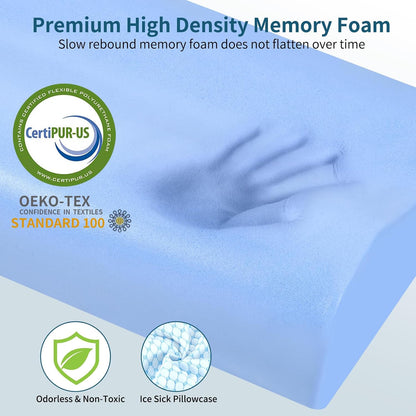 Memory Foam Pillows Neck Pillow Bed Pillow for Sleeping, Ergonomic Cervical Pillow for Neck and Shoulder Pain Relief,Orthopedic Contour Pillow for Side Back Stomach Sleeper(Blue&Grey)