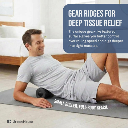 Travel Mini Foam Roller for Deep Tissue Massage - Ultralight Portable Back Roller size 3.5" x 3.5" x 7" for Back Pain Relief, Neck, Legs & Muscle Recovery - Compact Foam Roller for Gym, Office, Travel