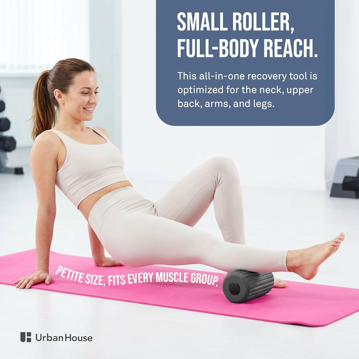 Travel Mini Foam Roller for Deep Tissue Massage - Ultralight Portable Back Roller size 3.5" x 3.5" x 7" for Back Pain Relief, Neck, Legs & Muscle Recovery - Compact Foam Roller for Gym, Office, Travel