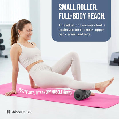 Travel Mini Foam Roller for Deep Tissue Massage - Ultralight Portable Back Roller size 3.5" x 3.5" x 7" for Back Pain Relief, Neck, Legs & Muscle Recovery - Compact Foam Roller for Gym, Office, Travel