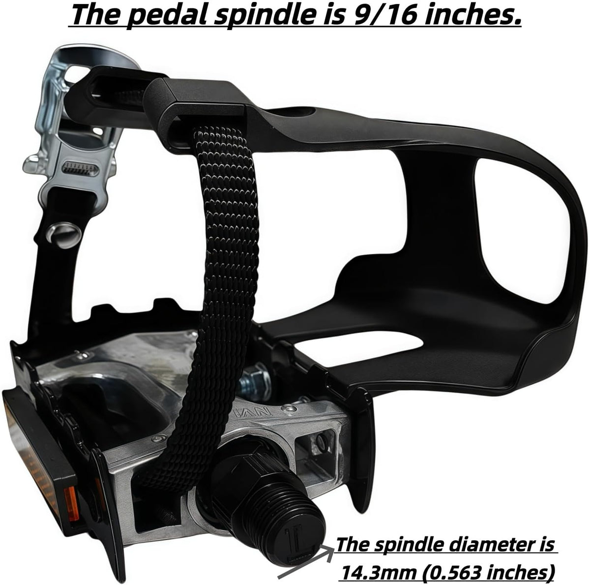 Pro-Grade Spin Bike Pedals with Toe Clips & 4D Adjustable Straps - 9/16" Alloy Spindle for Mountain Road Bikes/Peloton/Schwinn/Sunny Bikes | 500lb Load Capacity + 12-Month Warranty