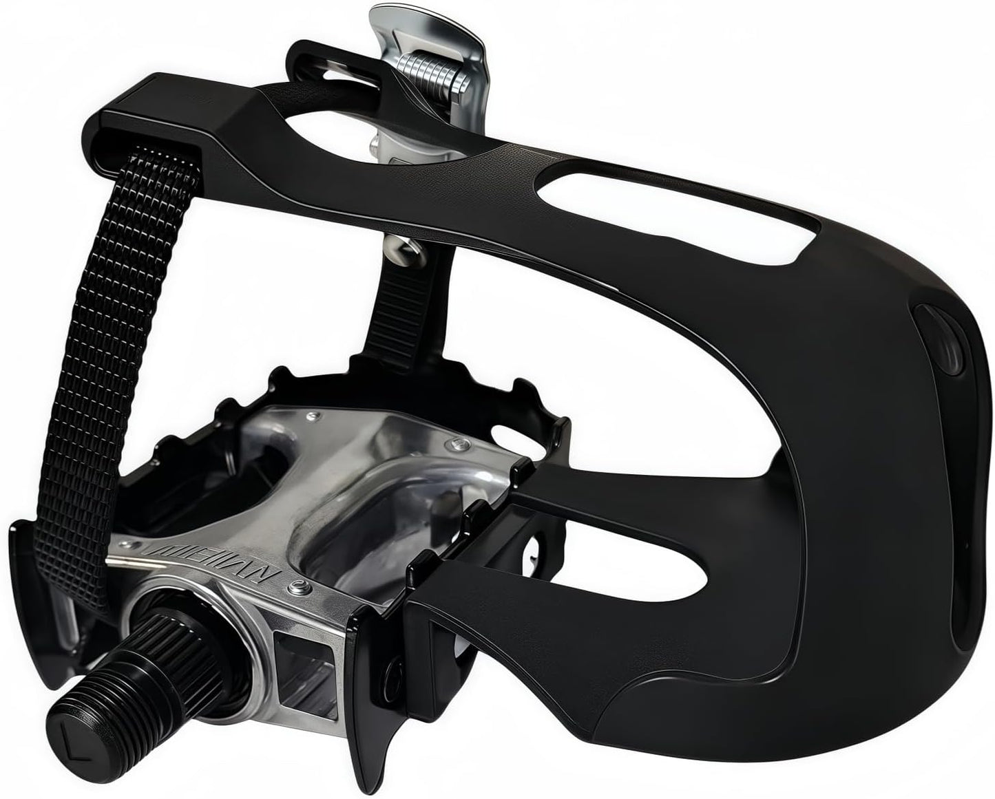 Pro-Grade Spin Bike Pedals with Toe Clips & 4D Adjustable Straps - 9/16" Alloy Spindle for Mountain Road Bikes/Peloton/Schwinn/Sunny Bikes | 500lb Load Capacity + 12-Month Warranty