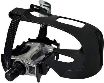 Pro-Grade Spin Bike Pedals with Toe Clips & 4D Adjustable Straps - 9/16" Alloy Spindle for Mountain Road Bikes/Peloton/Schwinn/Sunny Bikes | 500lb Load Capacity + 12-Month Warranty