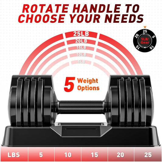 Adjustable Dumbbell Set of 2, 50lbs/110lbs Free Weights Dumbbell Set | 5-in-1/10-in-1, Quick-Lock Hand Weights, 25lbs/50lbs Pair, Anti-Slip Texture Handle, Home Gym for Men and Women