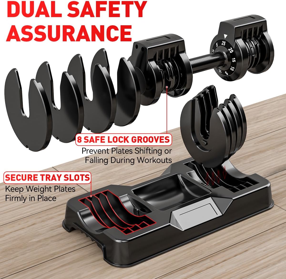Adjustable Dumbbell Set of 2, 50lbs/110lbs Free Weights Dumbbell Set | 5-in-1/10-in-1, Quick-Lock Hand Weights, 25lbs/50lbs Pair, Anti-Slip Texture Handle, Home Gym for Men and Women