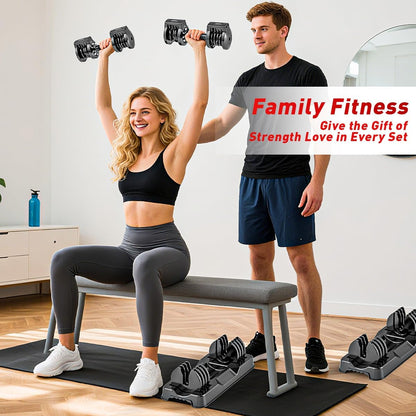 Adjustable Dumbbell Set of 2, 50lbs/110lbs Free Weights Dumbbell Set | 5-in-1/10-in-1, Quick-Lock Hand Weights, 25lbs/50lbs Pair, Anti-Slip Texture Handle, Home Gym for Men and Women