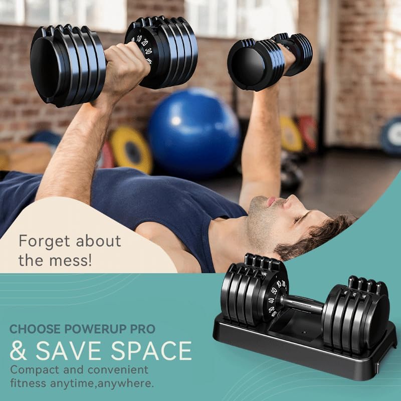 Adjustable Dumbbell Set of 2, 50lbs/110lbs Free Weights Dumbbell Set | 5-in-1/10-in-1, Quick-Lock Hand Weights, 25lbs/50lbs Pair, Anti-Slip Texture Handle, Home Gym for Men and Women