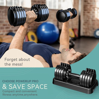 Adjustable Dumbbell Set of 2, 50lbs/110lbs Free Weights Dumbbell Set | 5-in-1/10-in-1, Quick-Lock Hand Weights, 25lbs/50lbs Pair, Anti-Slip Texture Handle, Home Gym for Men and Women