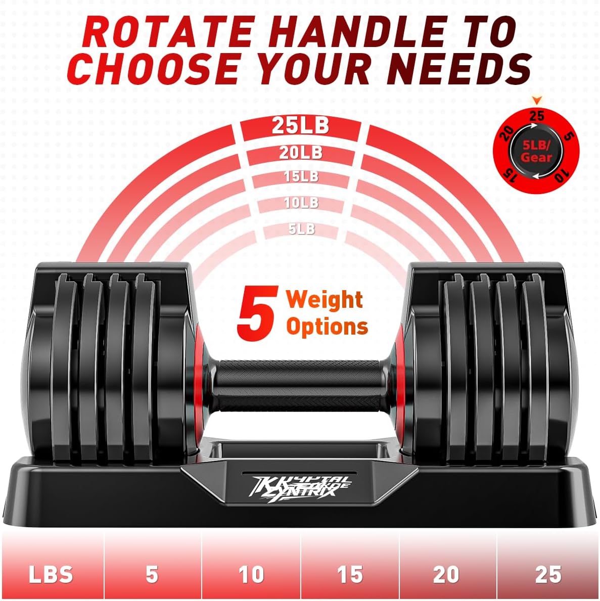 Adjustable Dumbbell Set of 2, 50lbs/110lbs Free Weights Dumbbell Set | 5-in-1/10-in-1, Quick-Lock Hand Weights, 25lbs/50lbs Pair, Anti-Slip Texture Handle, Home Gym for Men and Women