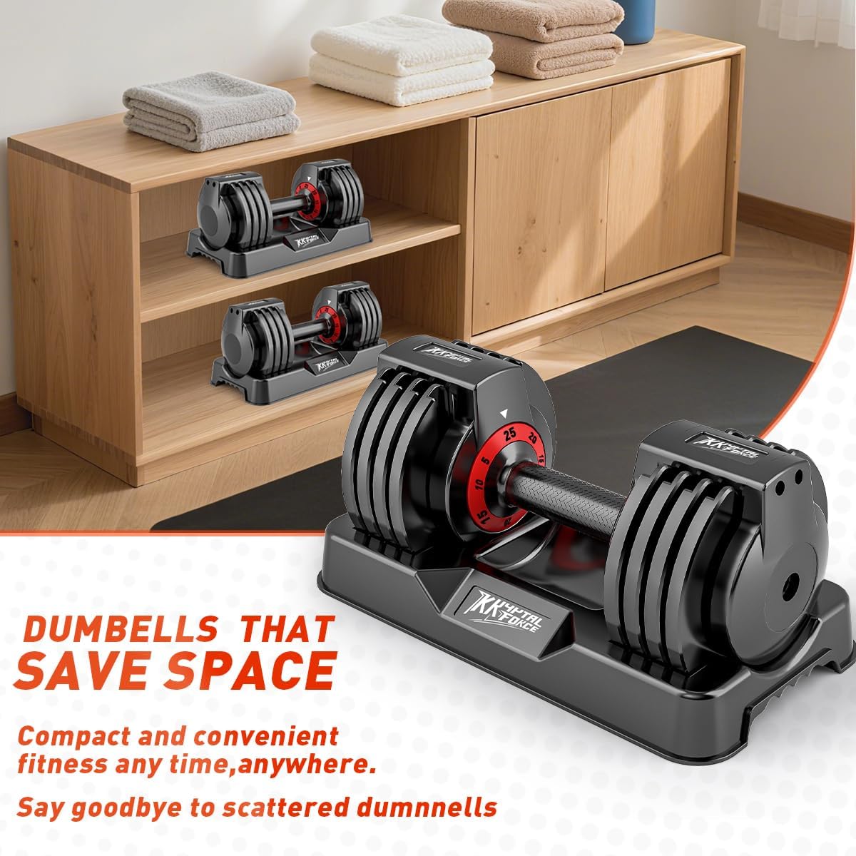 Adjustable Dumbbell Set of 2, 50lbs/110lbs Free Weights Dumbbell Set | 5-in-1/10-in-1, Quick-Lock Hand Weights, 25lbs/50lbs Pair, Anti-Slip Texture Handle, Home Gym for Men and Women