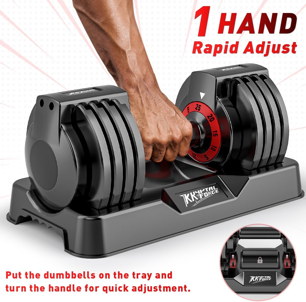 Adjustable Dumbbell Set of 2, 50lbs/110lbs Free Weights Dumbbell Set | 5-in-1/10-in-1, Quick-Lock Hand Weights, 25lbs/50lbs Pair, Anti-Slip Texture Handle, Home Gym for Men and Women