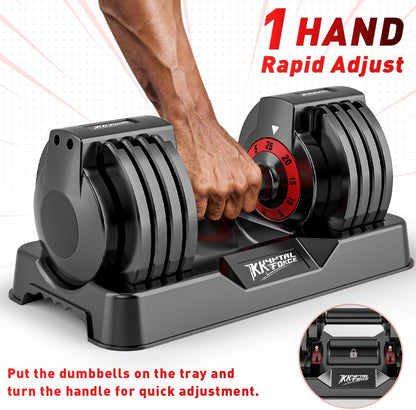 Adjustable Dumbbell Set of 2, 50lbs/110lbs Free Weights Dumbbell Set | 5-in-1/10-in-1, Quick-Lock Hand Weights, 25lbs/50lbs Pair, Anti-Slip Texture Handle, Home Gym for Men and Women