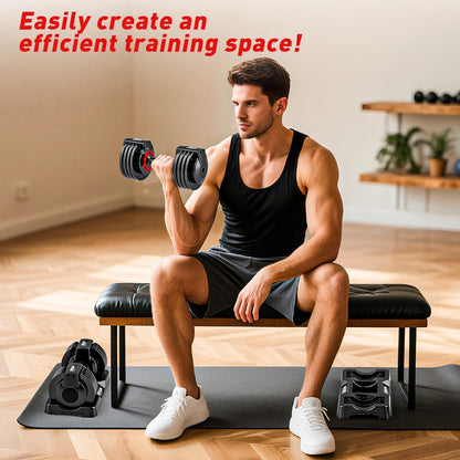 Adjustable Dumbbell Set of 2, 50lbs/110lbs Free Weights Dumbbell Set | 5-in-1/10-in-1, Quick-Lock Hand Weights, 25lbs/50lbs Pair, Anti-Slip Texture Handle, Home Gym for Men and Women