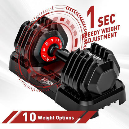Adjustable Dumbbell Set of 2, 50lbs/110lbs Free Weights Dumbbell Set | 5-in-1/10-in-1, Quick-Lock Hand Weights, 25lbs/50lbs Pair, Anti-Slip Texture Handle, Home Gym for Men and Women