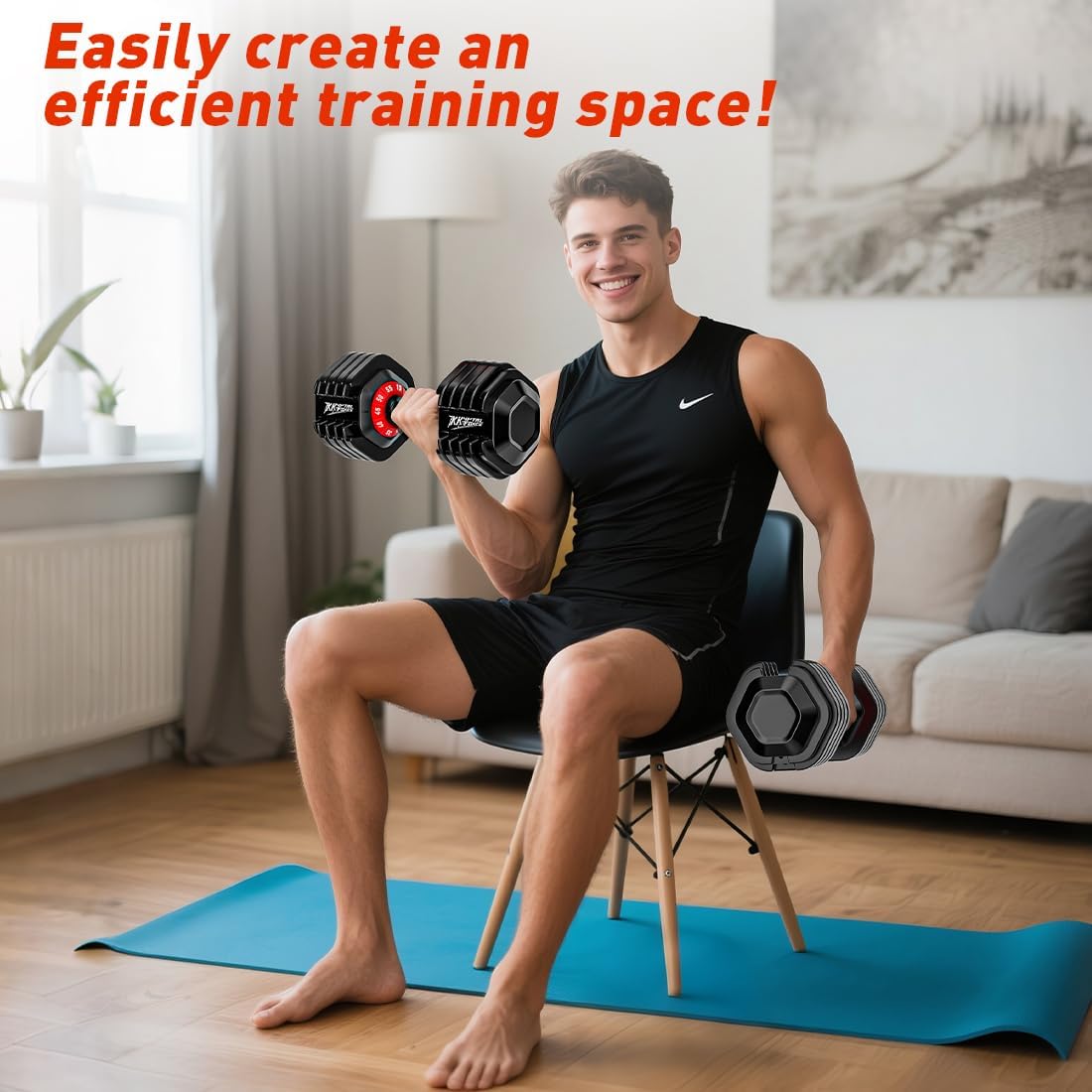 Adjustable Dumbbell Set of 2, 50lbs/110lbs Free Weights Dumbbell Set | 5-in-1/10-in-1, Quick-Lock Hand Weights, 25lbs/50lbs Pair, Anti-Slip Texture Handle, Home Gym for Men and Women