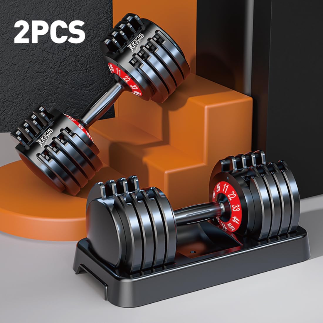 Adjustable Dumbbell Set of 2, 50lbs/110lbs Free Weights Dumbbell Set | 5-in-1/10-in-1, Quick-Lock Hand Weights, 25lbs/50lbs Pair, Anti-Slip Texture Handle, Home Gym for Men and Women