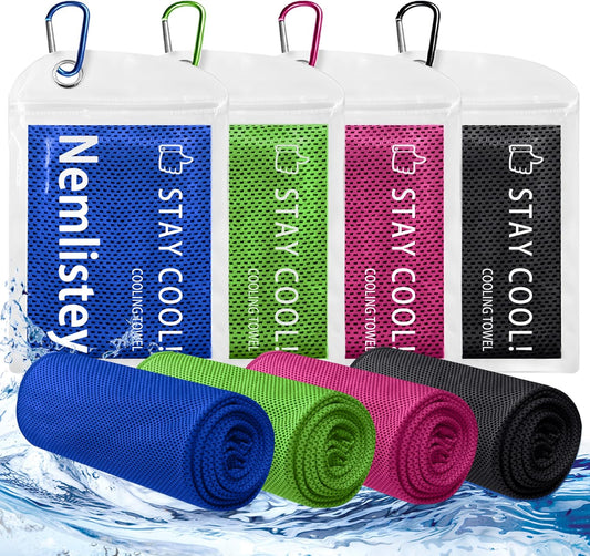 4 Pack Cooling Towels, Soft Breathable Cooling Towels for Neck and Face