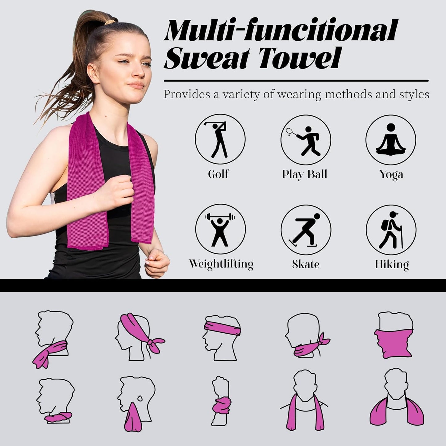 4 Pack Cooling Towels, Soft Breathable Cooling Towels for Neck and Face