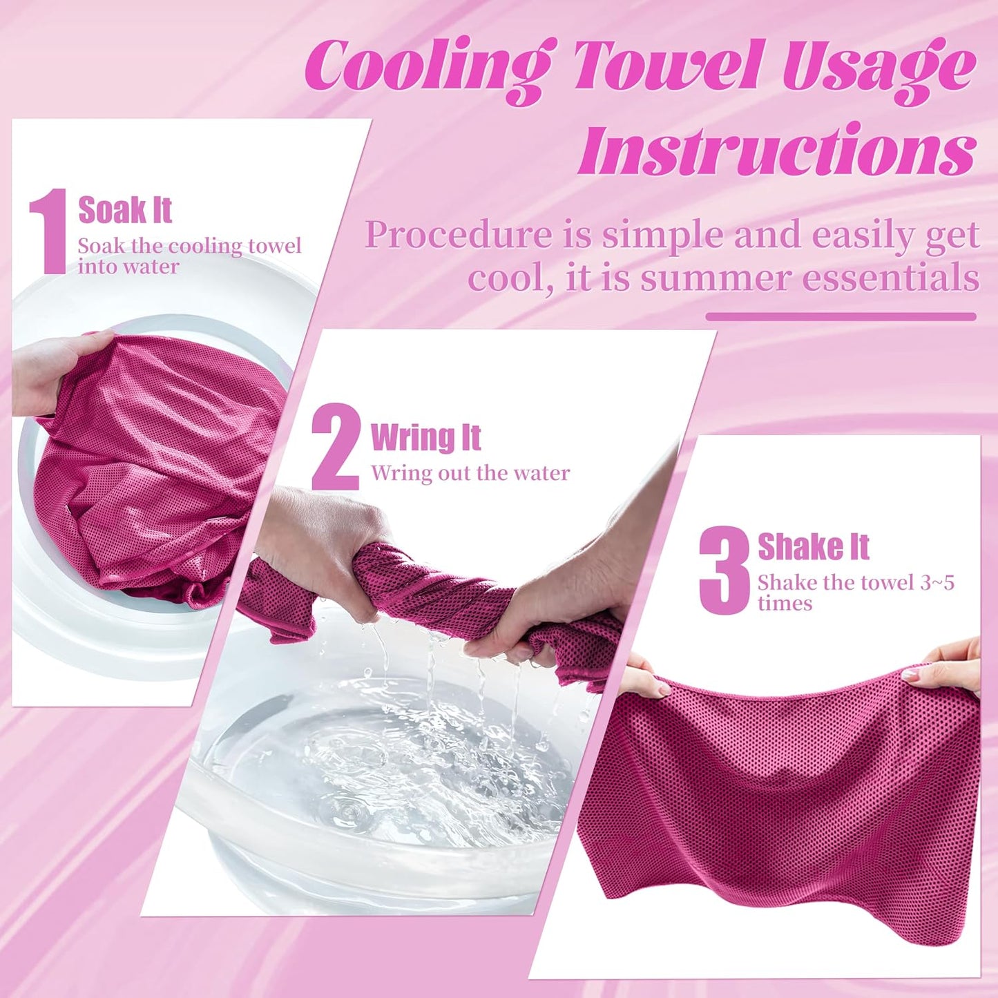 4 Pack Cooling Towels, Soft Breathable Cooling Towels for Neck and Face