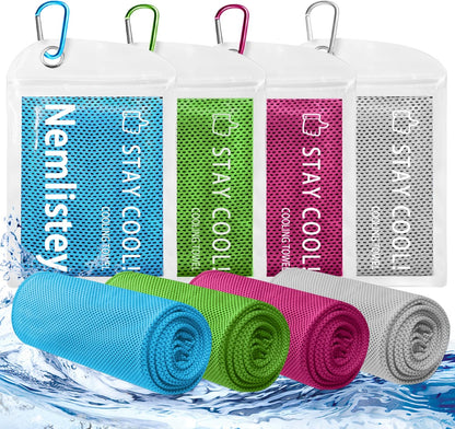 4 Pack Cooling Towels, Soft Breathable Cooling Towels for Neck and Face