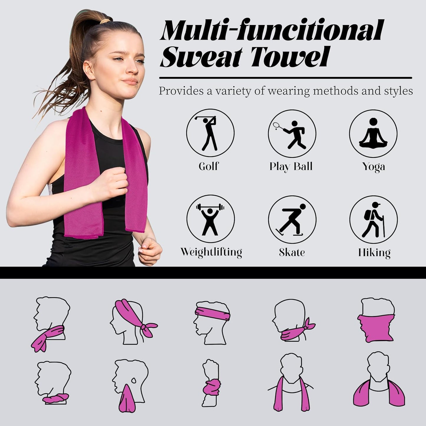 4 Pack Cooling Towels, Soft Breathable Cooling Towels for Neck and Face